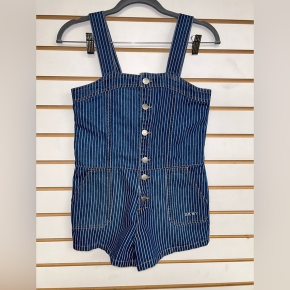 ADORABLE DKNY Pinstripe Overalls - Denim‎ - Button Front - Picture 1 of 11